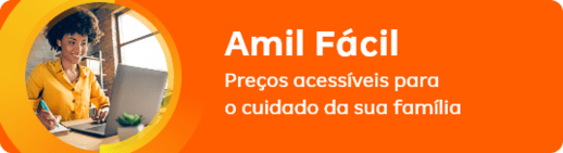 Banner na cor laranja com a escrita em branco do plano Amil Fácil